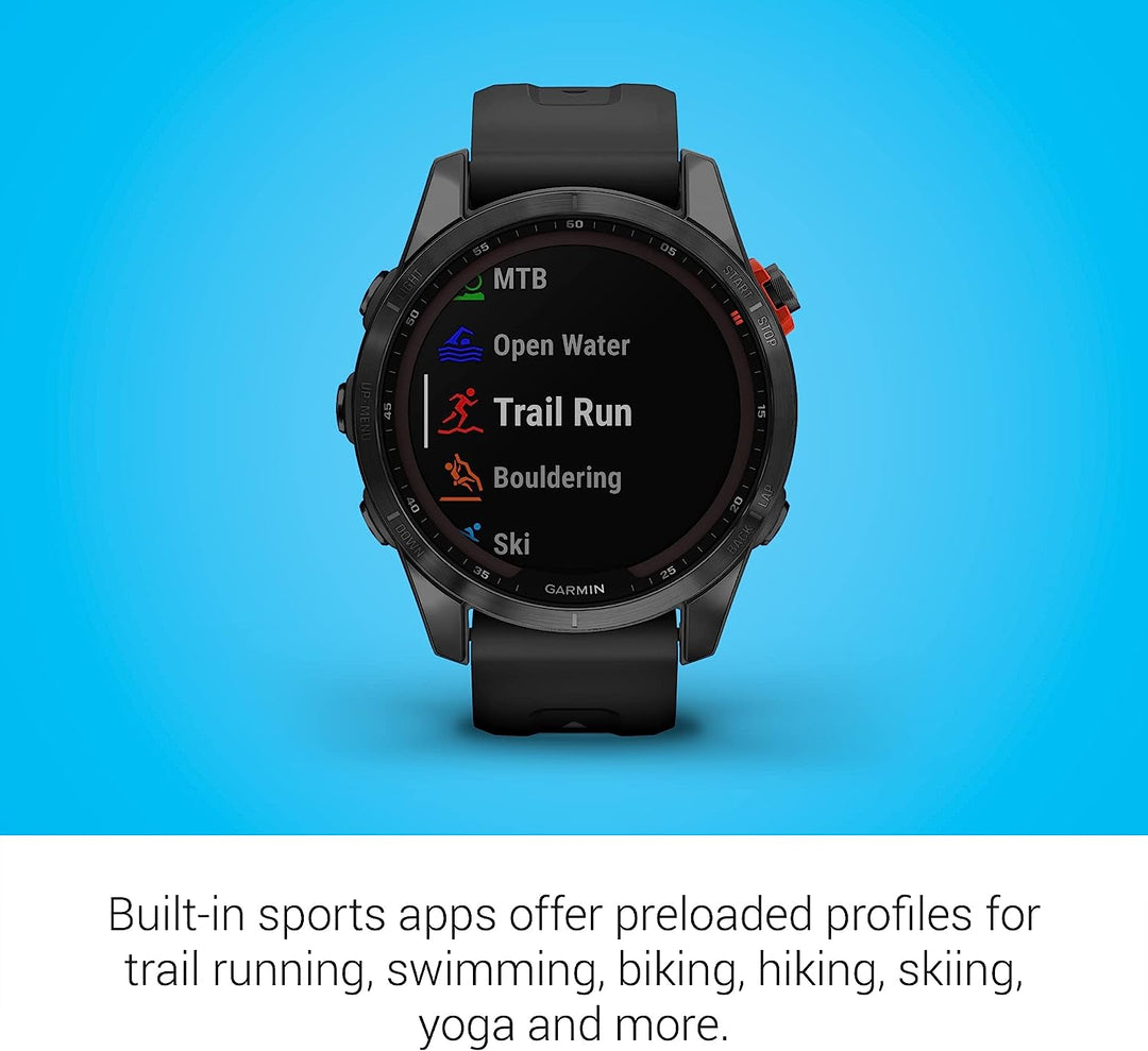 Garmin | Fenix 7S Multisport GPS Watch Slate Gray with Black Band (Small) - Solar Edition | 010-02539-12