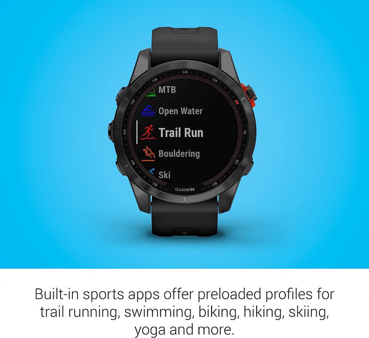 Garmin | Fenix 7S Multisport GPS Watch Slate Gray with Black Band (Small) - Solar Edition | 010-02539-12