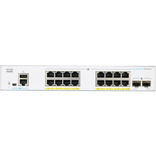 Cisco | 16-port GE Business 250 Series Smart Switch PoE 2x1G SFP |  CBS250-16P-2G-NA
