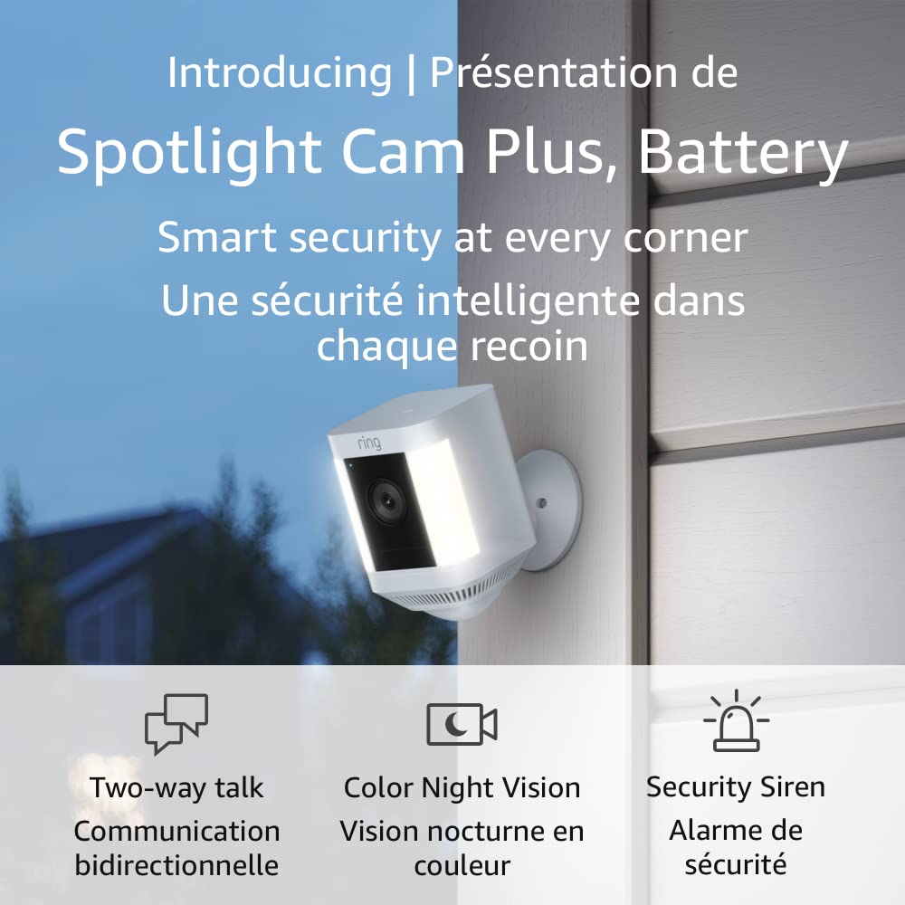 Ring | Spotlight Cam Plus, Battery Powered - White | B09K1CRGN3