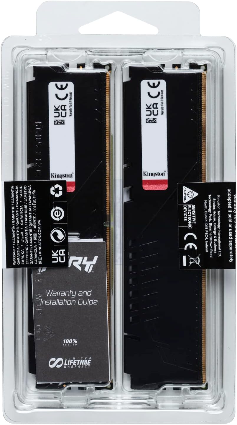Kingston | RAM 32GB 5200MHz DDR5 CL40 UDIMM Kit of 2 -Black | KF552C40BBK2-32