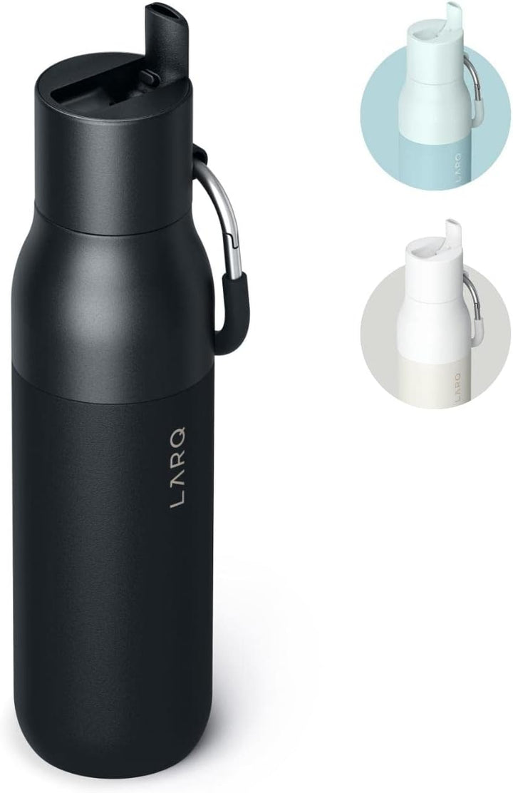 Larq | Flip Top 500ml (17 oz.) Insulated Stainless Steel Water Bottle - Obsidian Black | BNSOB050A
