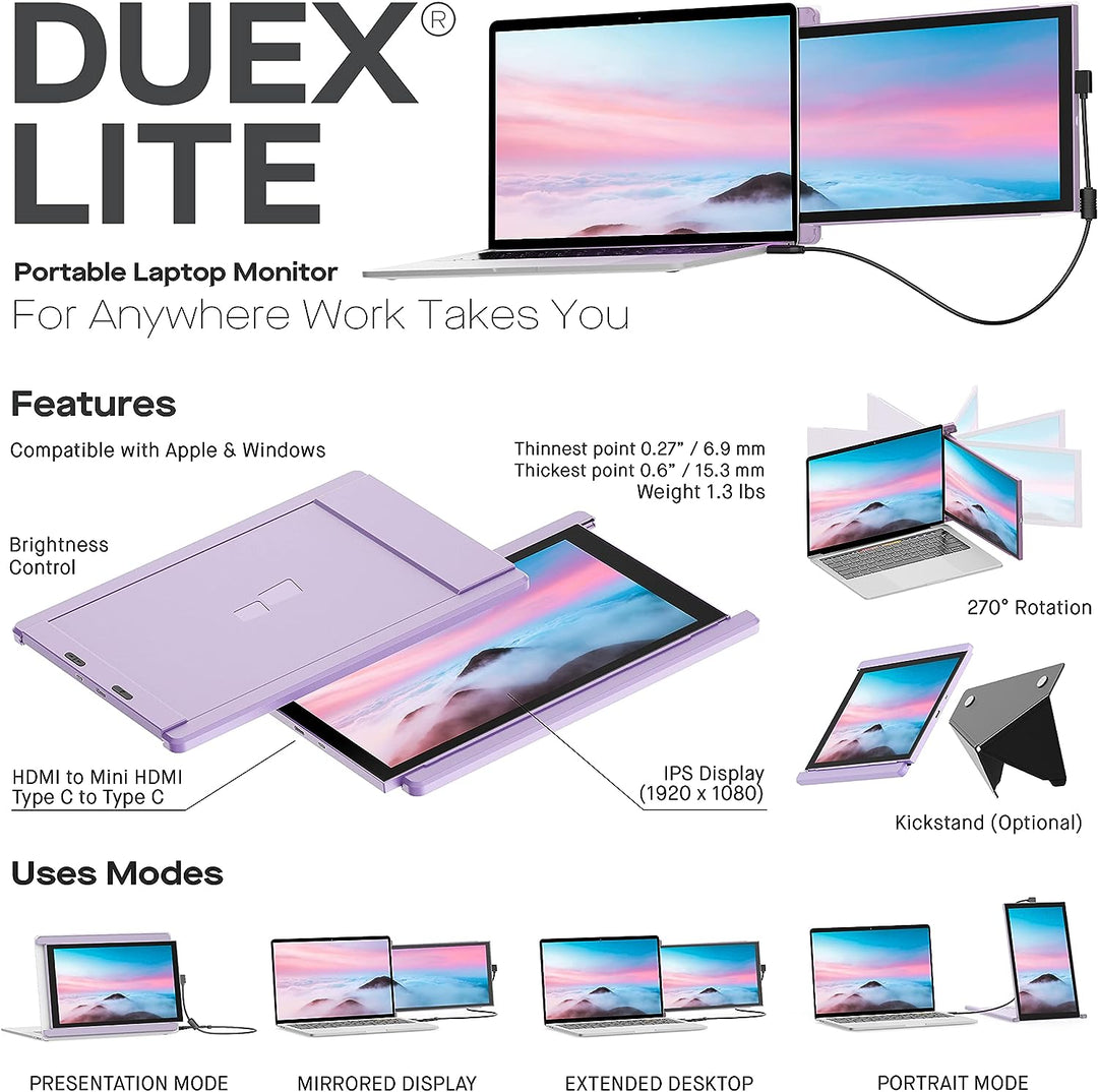 Mobile Pixels | Duex Lite 12.5" FHD Monitor - Purple | MP-101-1005P08