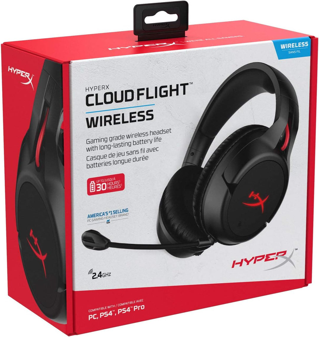 SO HyperX Cloud Flight Over-Ear Sound Isolating RF Wireless Gaming Headset - Black/Red | HX-HSCF-BK/AM