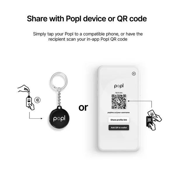Popl | Digital Business Card - Keychain - Black | KEY-BLK