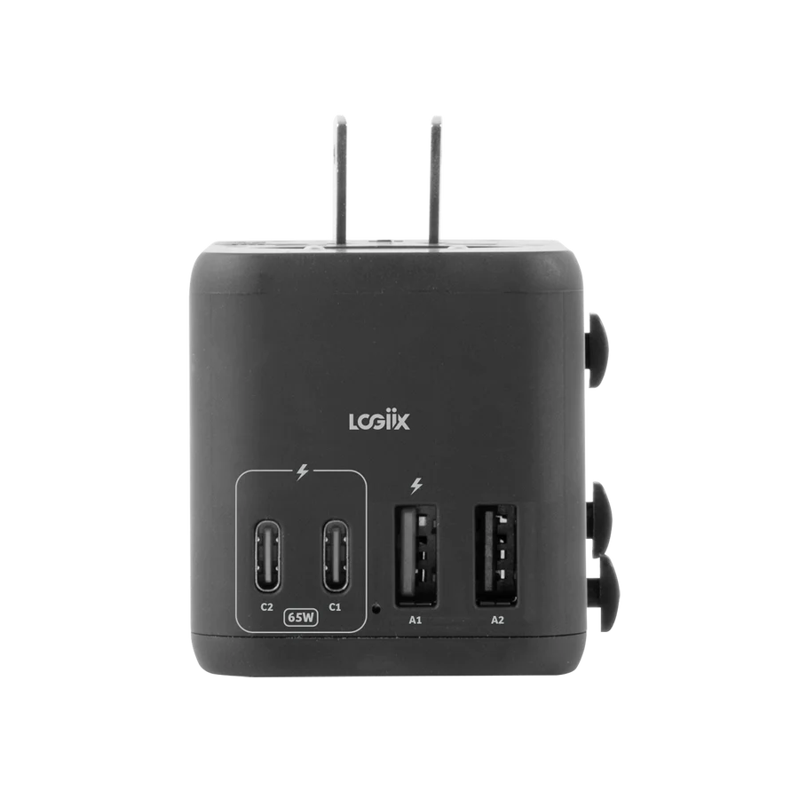 LOGiiX | World Traveler XL - Travel Adapter 65W - Black | LGX-13529