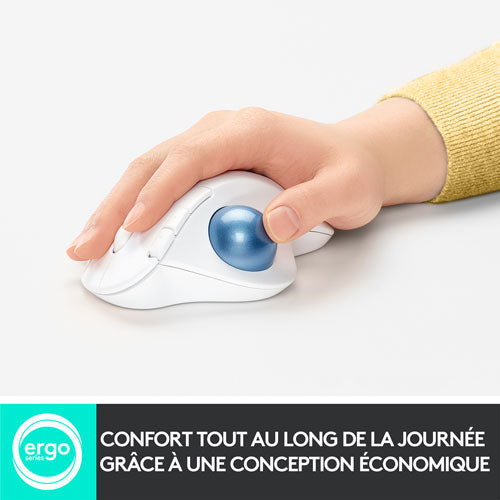 Logitech | Ergo M575 Ergonomic Wireless Trackball Mouse - White | 910-005868