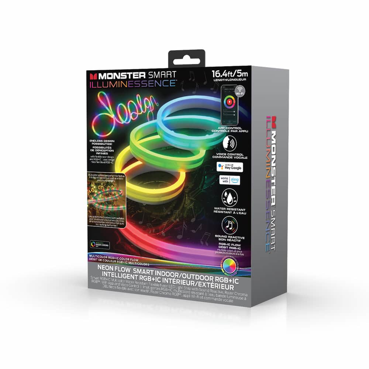 Monster Illuminessence Neon Flow Indoor/Outdoor Multi-Zone LED Light Strip, Multi-colour, 16.4-f MLB71063CAN | PROMO ENDS NED | REG PRICE $119.99