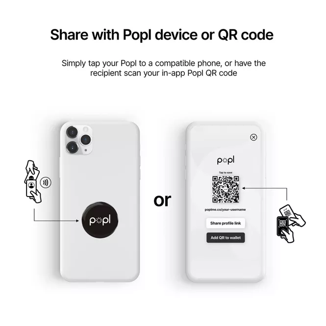 Popl | Digital Business Card - Phone Tag - Popl Dot - Black | POP-BLK