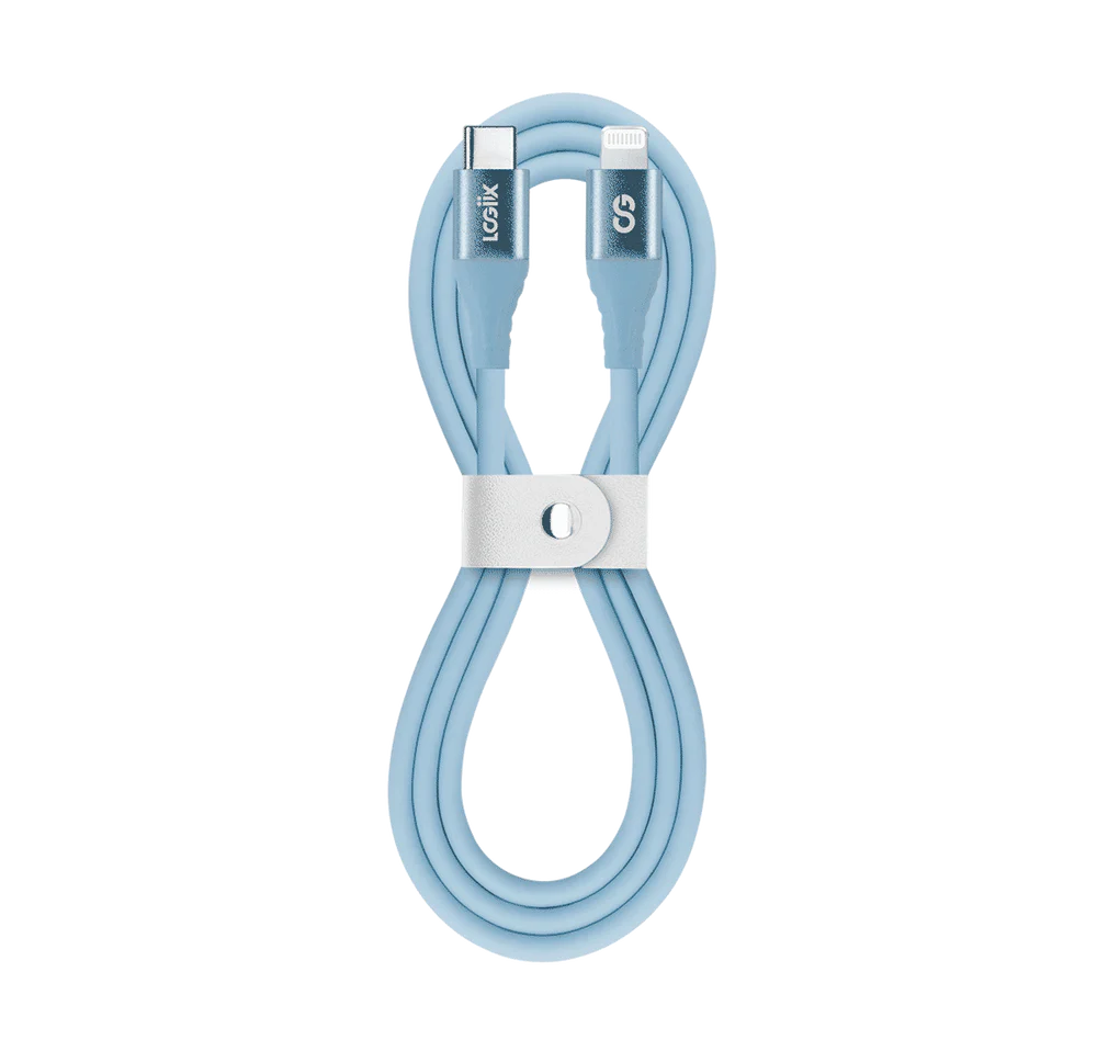 LOGiiX | Vibrance Silicone Cable USB-C to Lightning 1M / 3FT/ 100W - Blue | LGX-13600