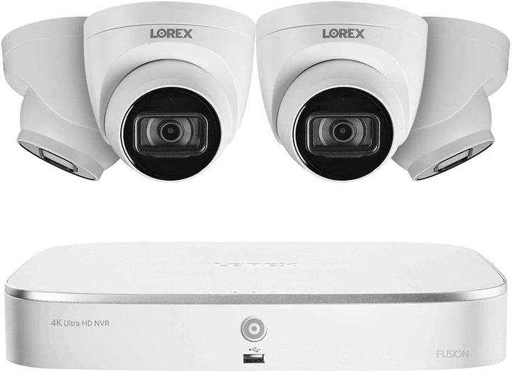 Lorex | Fusion 4K 16-Channel (8 Wired + 8 Wi-Fi) 2TB NVR System w/ 4 Dome Cameras featuring Listen-In Audio | N4K2-84WD-5
