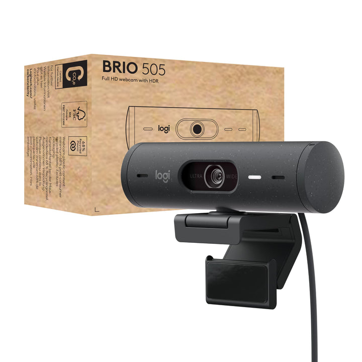 Logitech | Brio 505 Ultra Wide Webcam USB-C HD/ 1080p 30 fps| 960-001411