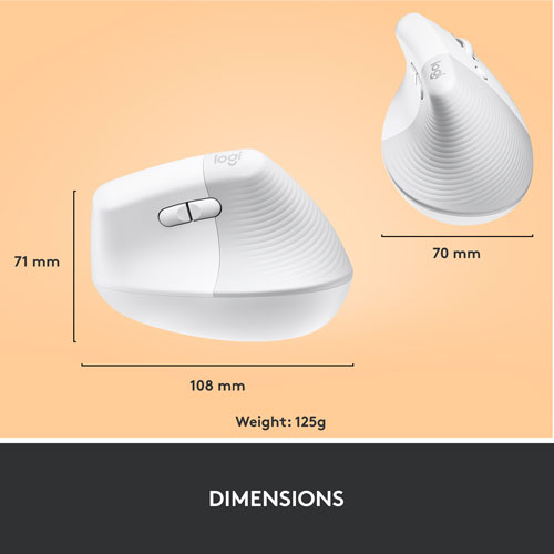 Logitech | Lift Vertical Ergonomic Mouse - Right Handed - White | 910-006469