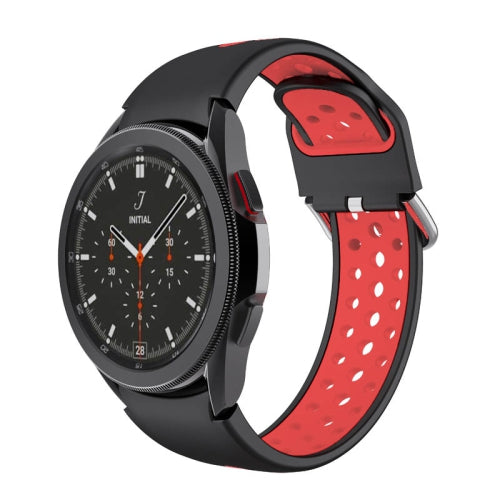 SO Strapsco | Samsung Galaxy Watch 4 - Perforated Silicone Strap - Black/Red - Small | S.R25.1.6-S