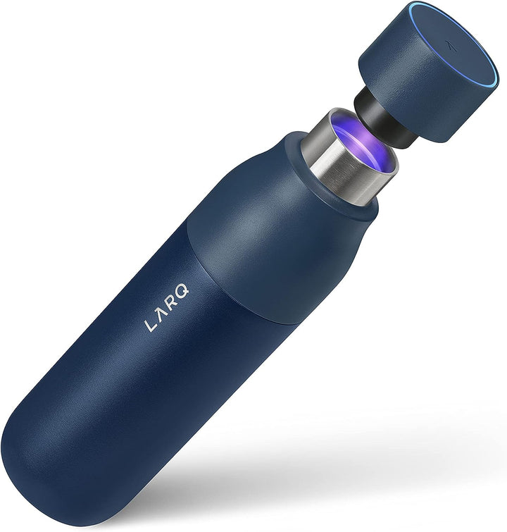 Larq | PureVis 500ml (17 oz.) Insulated Stainless Steel Water Bottle with Self-Cleaning Mode - Monaco Blue | BDMB050A