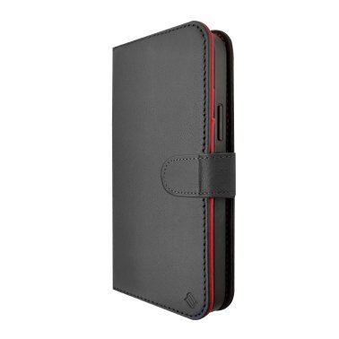 Uunique London | 2-in-1 Leather Folio & Detachable Back MagSafe Case iPhone 15/14 Plus - Black/Red | 15-11356