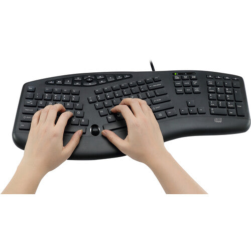 Adesso | Slim Multimedia Wired USB-A Split Ergonomic Low-Profile Keyboard | AKB-160UB