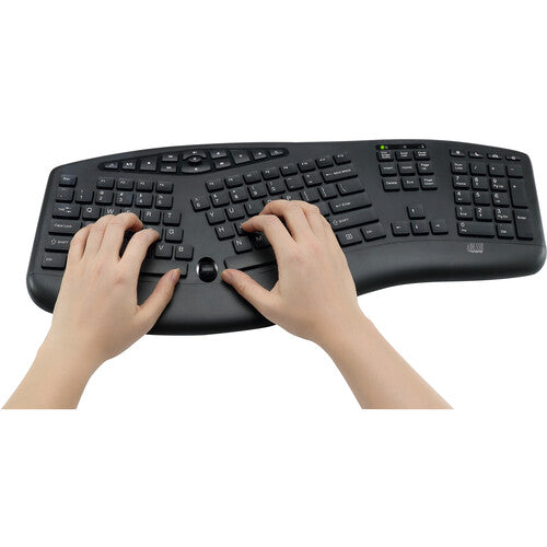 Adesso | Slim Wireless Ergonomic Keyboard and Mouse Combo | WKB-1600CB