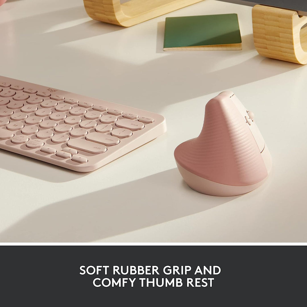Logitech | Lift Vertical Ergonomic Mouse - Right Handed - Rose | 910-006472