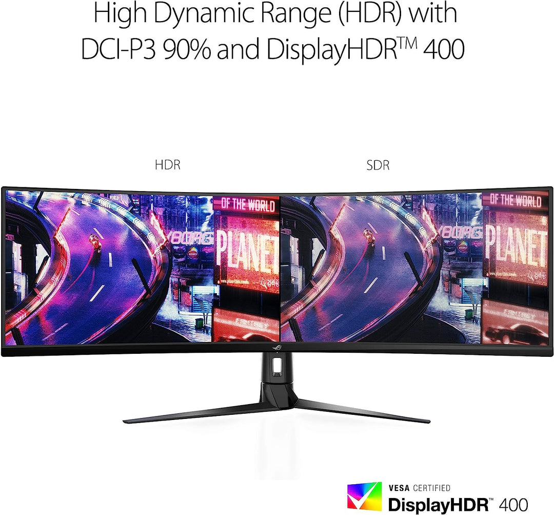 Asus | ROG Strix 49” Curved FHD 144Hz FreeSync Gaming Monitor with HDR (DisplayPort,HDMI,USB) - Black | XG49VQ