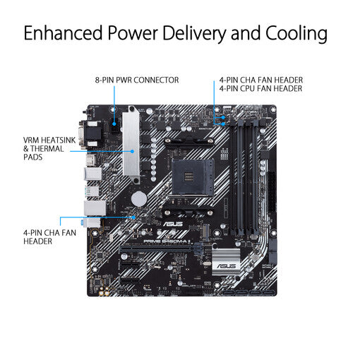 Asus | Motherboard AMD B450 AM4 128GB DDR4 mATX RGB AuraSync | PRIME B450M-A II