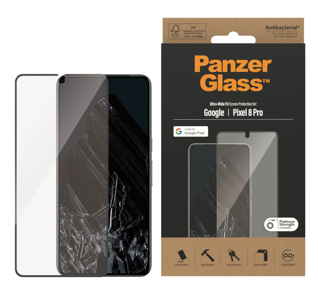 PanzerGlass | Google Pixel 8 Pro - Ultra-Wide Fit Screen Protector - Clear | PG-4781CA