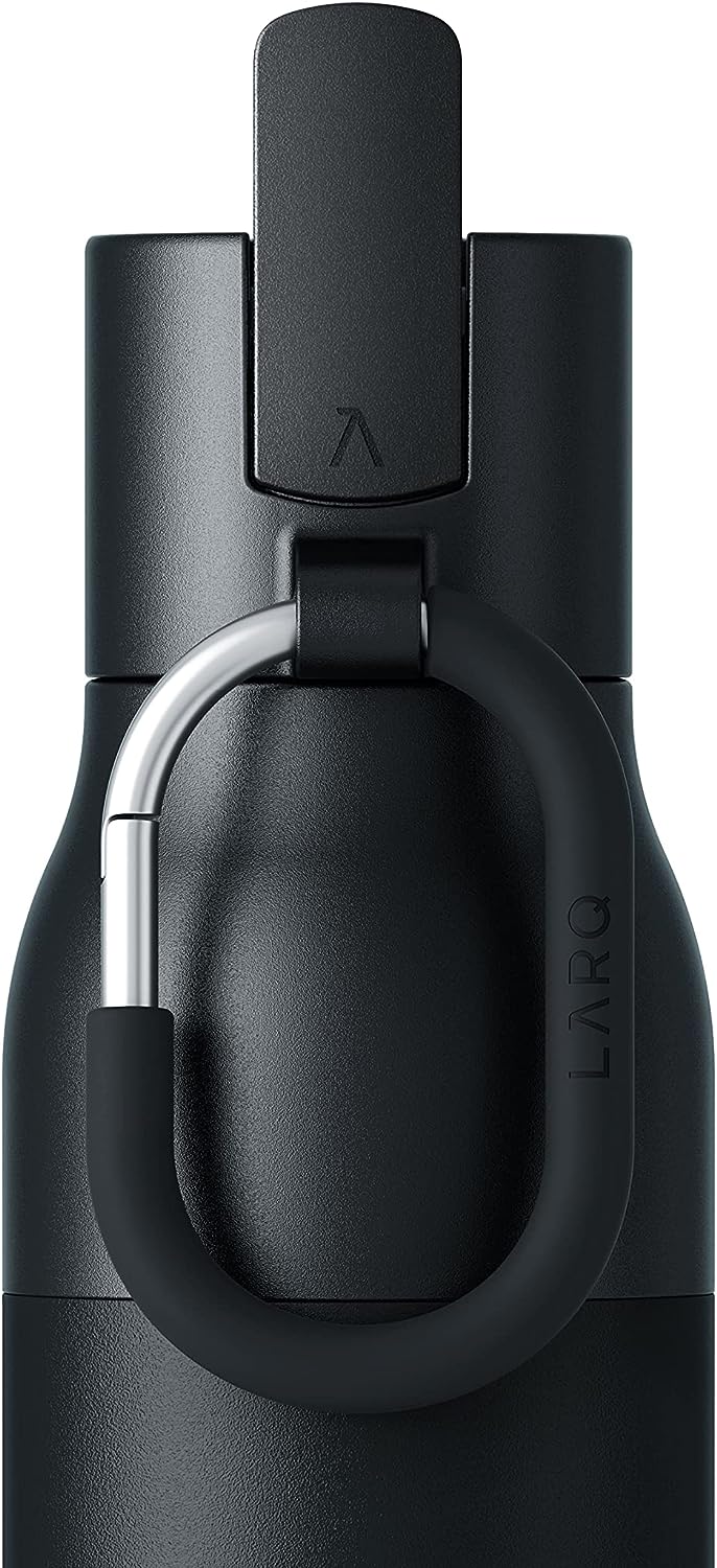 Larq | Filtered 740ml (25 oz.) Insulated Stainless Steel Water Bottle with Flip Top - Obsidian Black | BFDOB074A