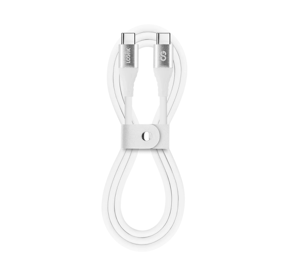 LOGiiX | Vibrance Silicone Cable USB-C to USB-C 1M / 3FT/ 100W - White | LGX-13593