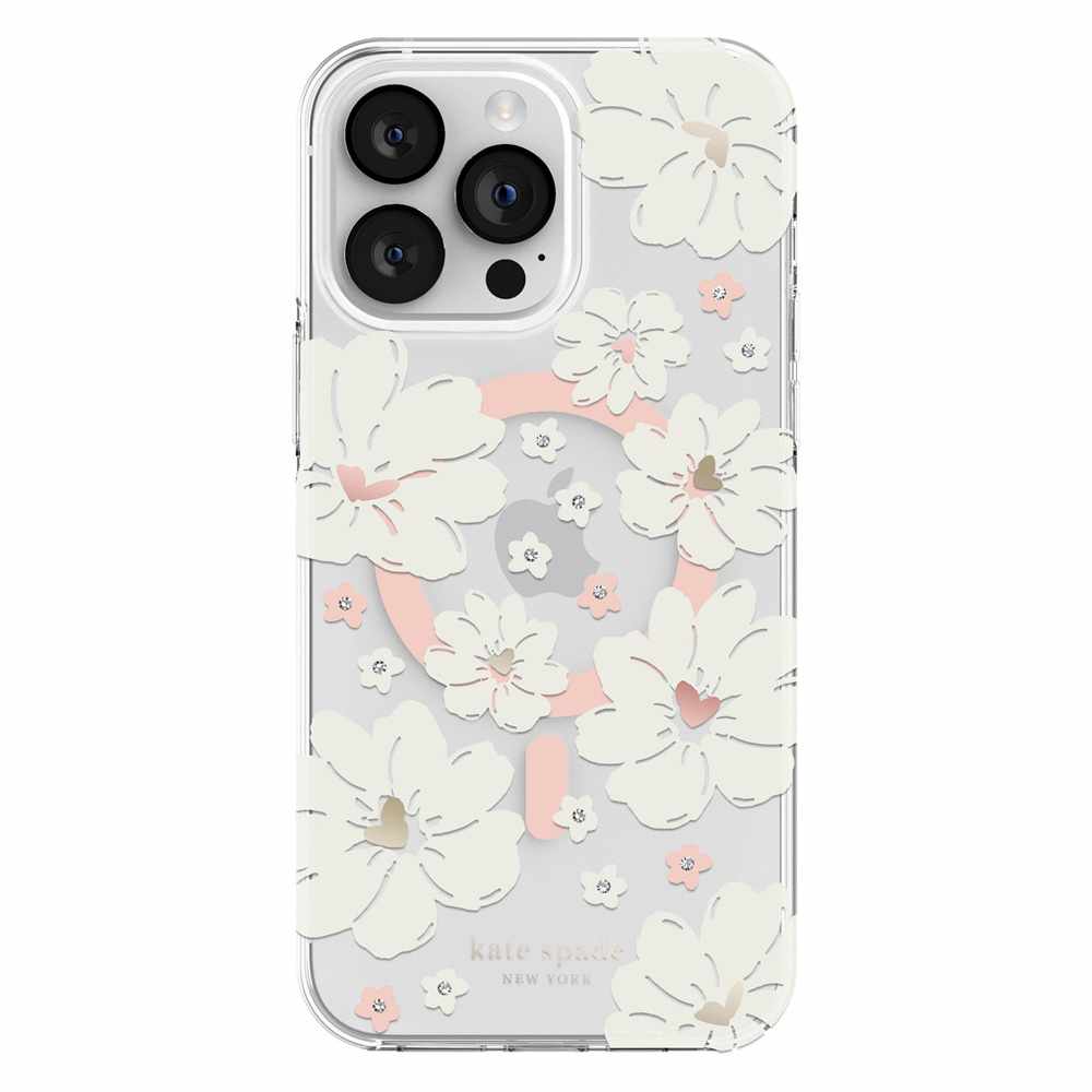 /// Kate Spade NY | Protective Hardshell Case with MagSafe iPhone 14 Pro Max - Classic Peony/Cream/Rose Gold Foil/Gold Foil/Gems |  KSIPH-237-CFLCC