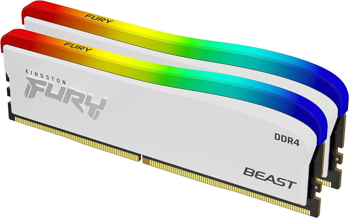 Kingston | RAM UDIMM 32GB (16x2) 3600MT/s DDR4 CL18 DIMM Kit of 2 FURY Beast White RGB