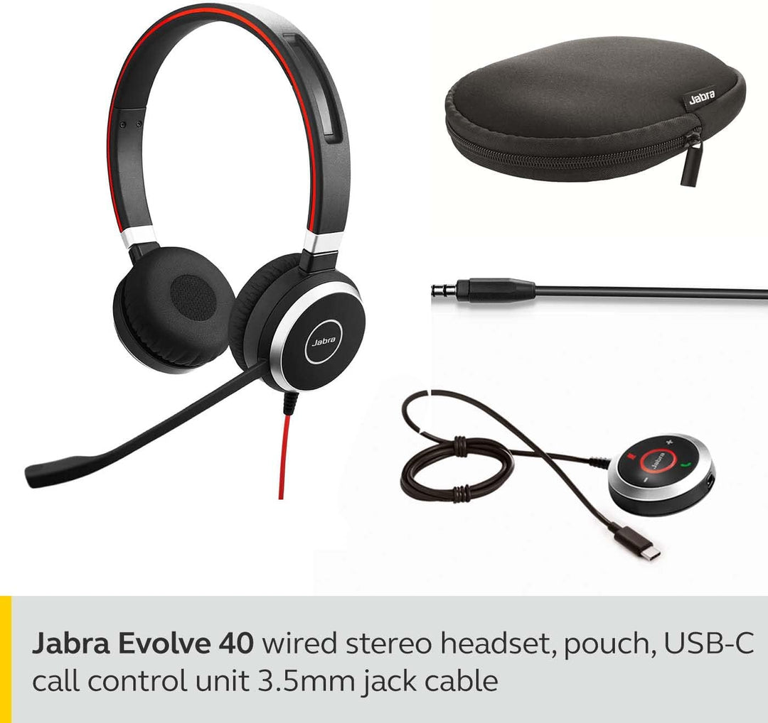 Jabra |  Gn Us Jabra Evolve 40 Microsoft Lync Stereo - Stereo - USB, Mini-phone - Wired - Over-the-head - Binaural - Supra-aural - Noise Cancelling Microphone - Noise Canceling
