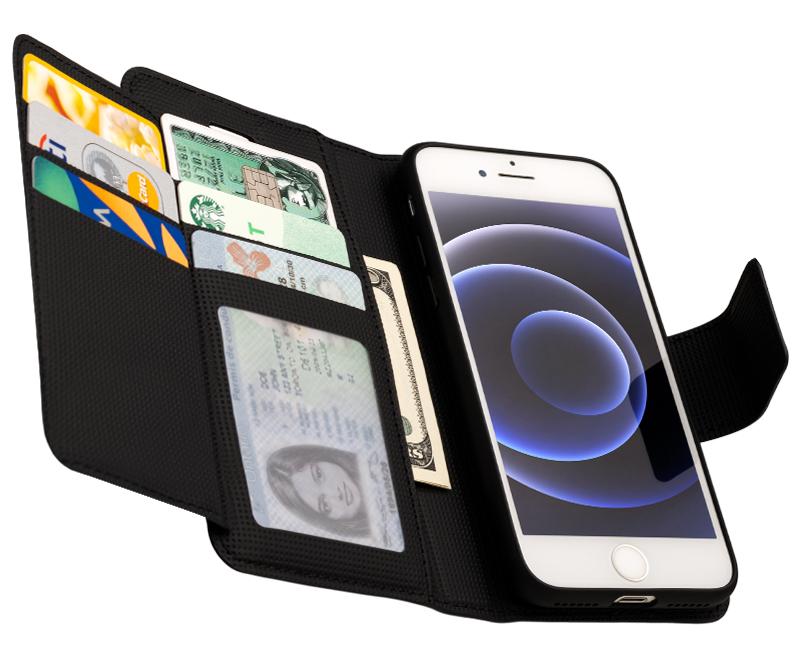 Caseco | Sunset Blvd | iPhone SE / SE2 / 8 / 7 / 6 - 2-in-1 RFID Blocking Folio Case - Black | C3508-01
