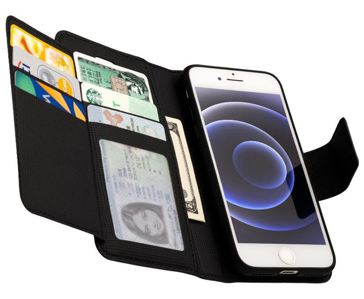 Caseco | Sunset Blvd | iPhone SE / SE2 / 8 / 7 / 6 - 2-in-1 RFID Blocking Folio Case - Black | C3508-01