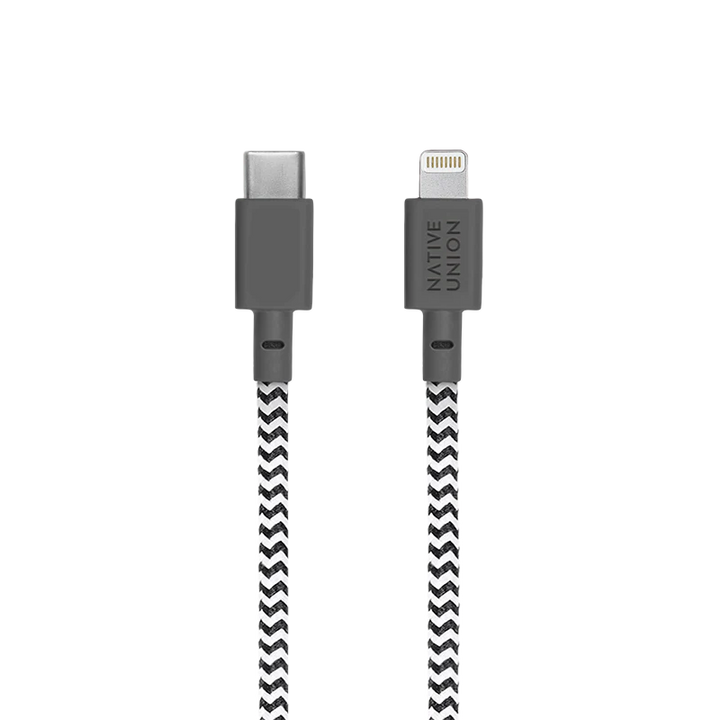 Native Union | USB-C to Lightning - Belt Cable KV C 1.2M 4FT - Zebra | BELT-KV-CL-ZEB-2