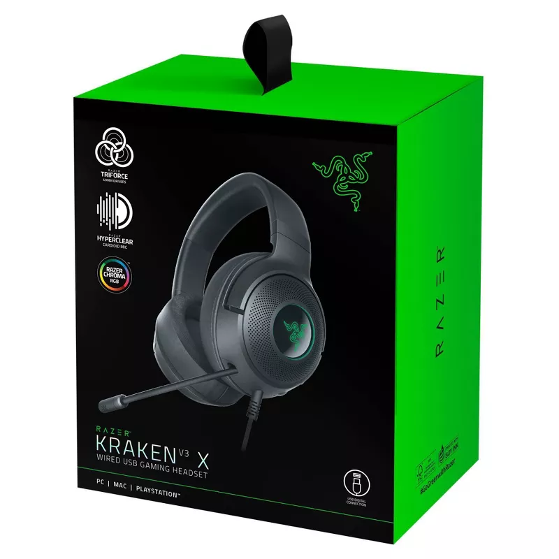 Razer | Kraken V3 X Chroma Wired Over-Ear Gaming Headset with 7.1 Surround Sound For PC - Black | RZ04-03750100-R3U1