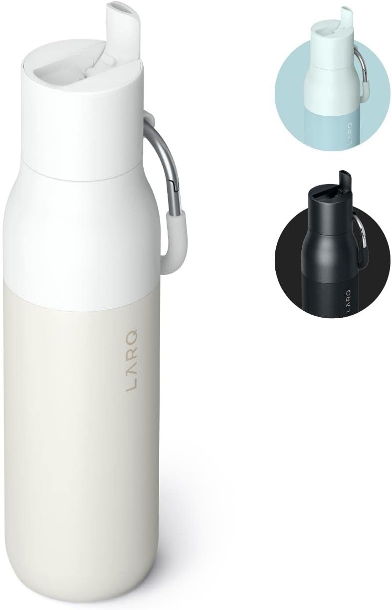 Larq | Flip Top 500ml (17 oz.) Insulated Stainless Steel Water Bottle - Granite White | BNSGW050A