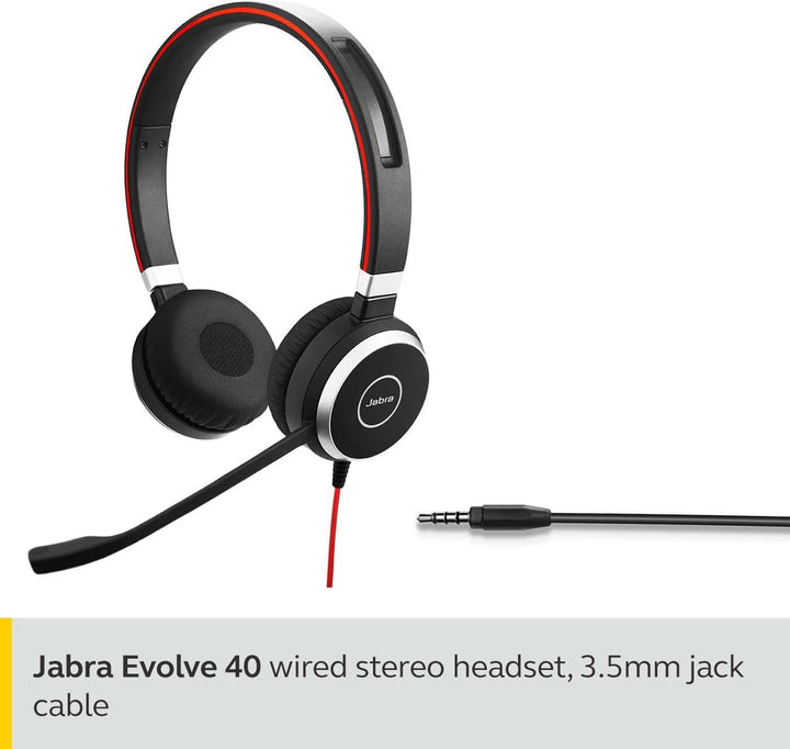 Jabra |  Gn Us Jabra Evolve 40 Microsoft Lync Stereo - Stereo - USB, Mini-phone - Wired - Over-the-head - Binaural - Supra-aural - Noise Cancelling Microphone - Noise Canceling