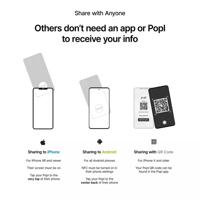Popl | Digital Business Card - Phone Tag - Popl Dot - Black | POP-BLK