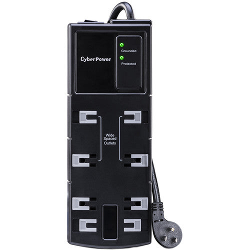 Cyberpower | 8-Outlet 6Ft 125V Essential Series Surge Protector Black ( Brown Box ) | CSB806