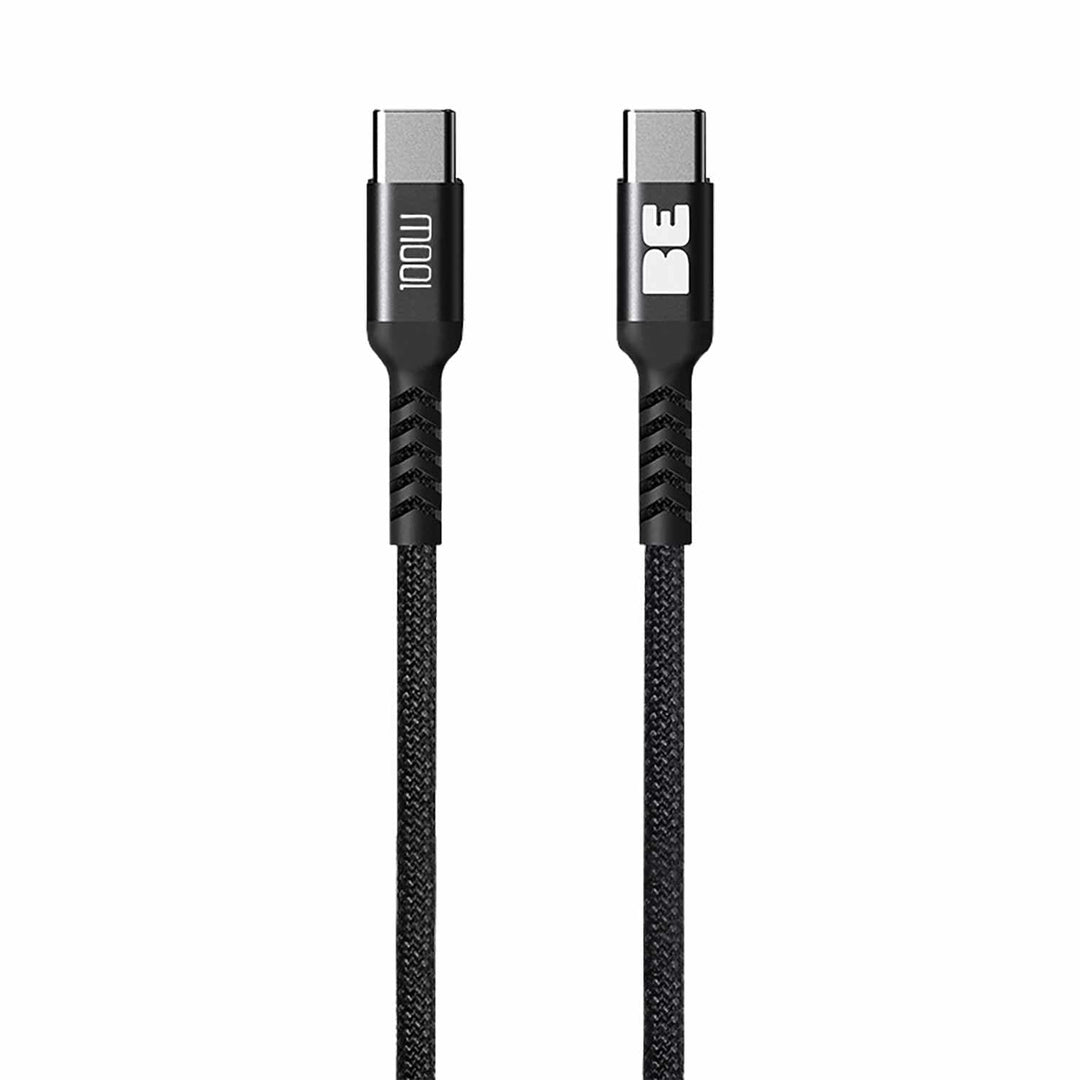 Blu Element | Pro Series Braided USB-C to USB-C Cable 6ft 100W - Black | BEC2C6FTB
