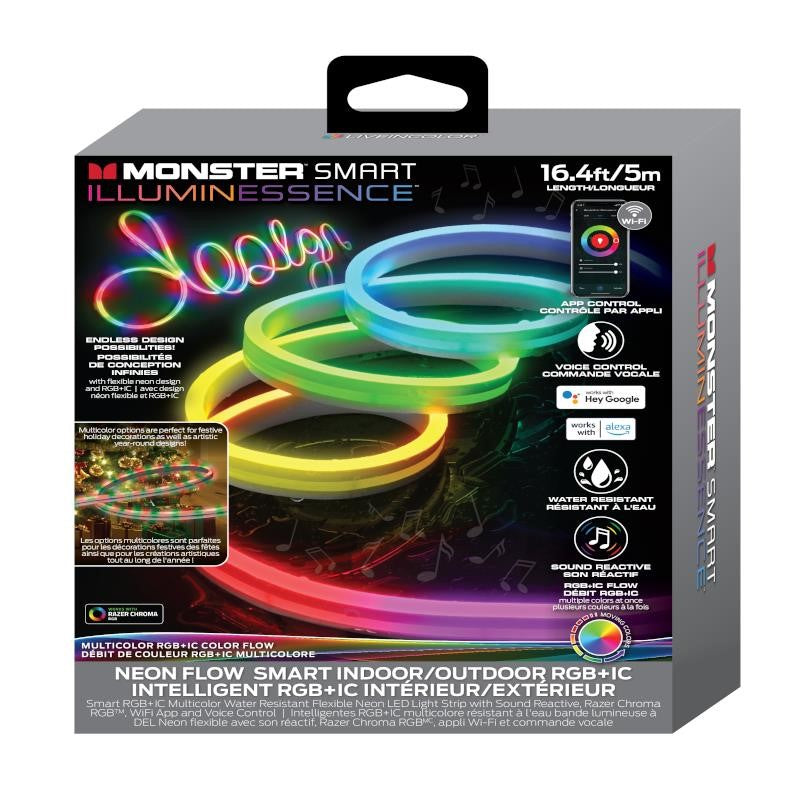 Monster Illuminessence Neon Flow Indoor/Outdoor Multi-Zone LED Light Strip, Multi-colour, 16.4-f MLB71063CAN | PROMO ENDS NED | REG PRICE $119.99