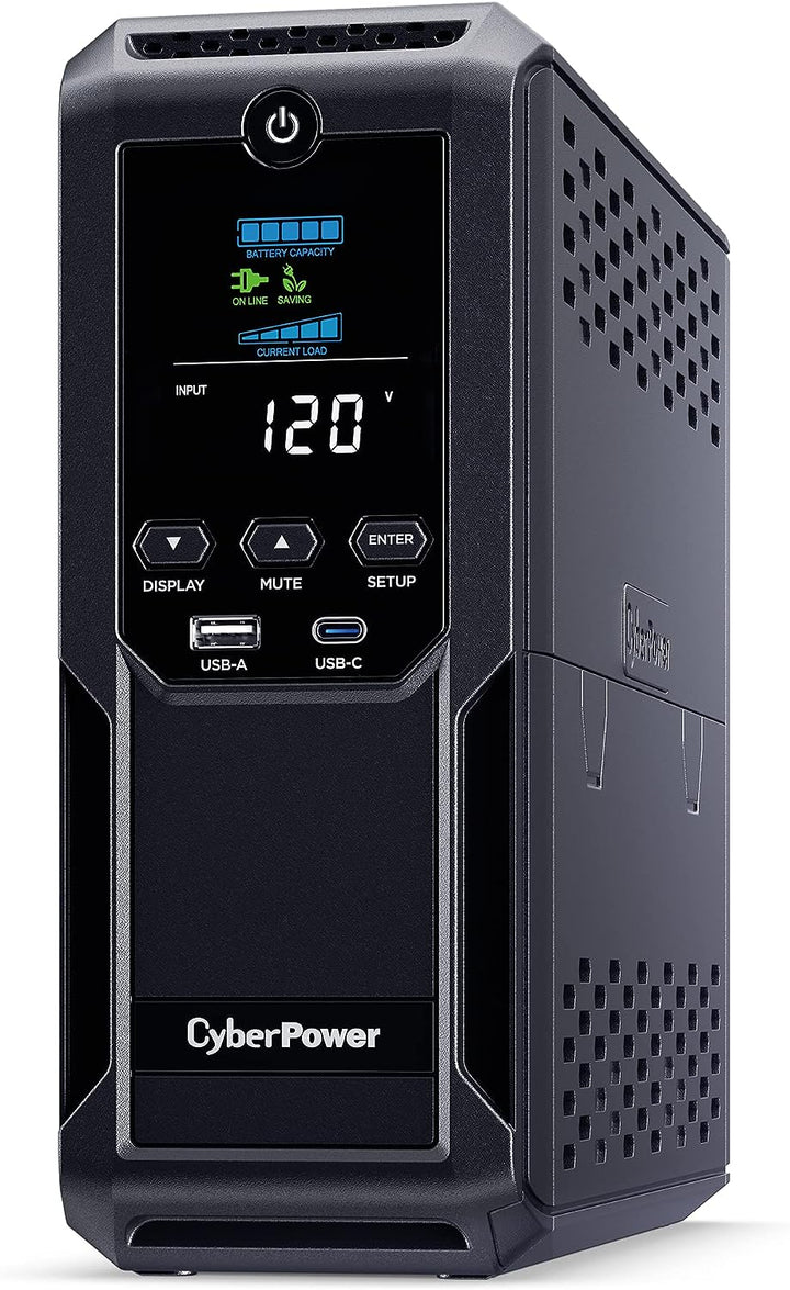 Cyberpower | UPS 1500VA/900W Line Interactive, Mini-tower, 12 Outlets, AVR, LCD, USB Charging, 3 Yr Warrant | CP1500AVRLCD3