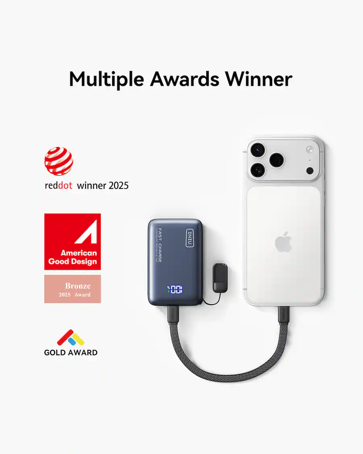 INIU | Pocket Pro Power Bank with LED Display (10,000mAh) - Black | PPT01