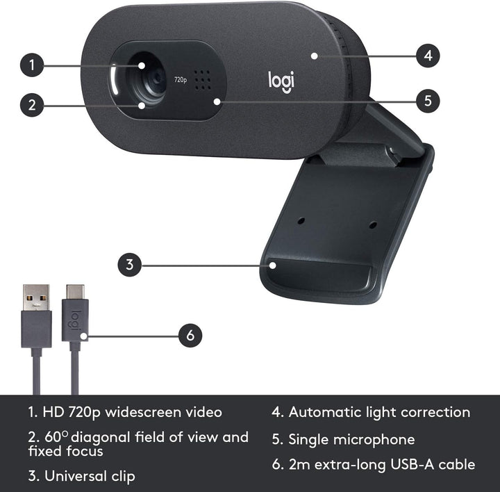 Logitech | C505 HD Webcam 720p - Black | 960-001363