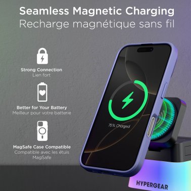 HyperGear | 15W PowerFold Cube 3-in-1 Wireless Charging Stand Compatible w/ Magsafe + Watch | 16356