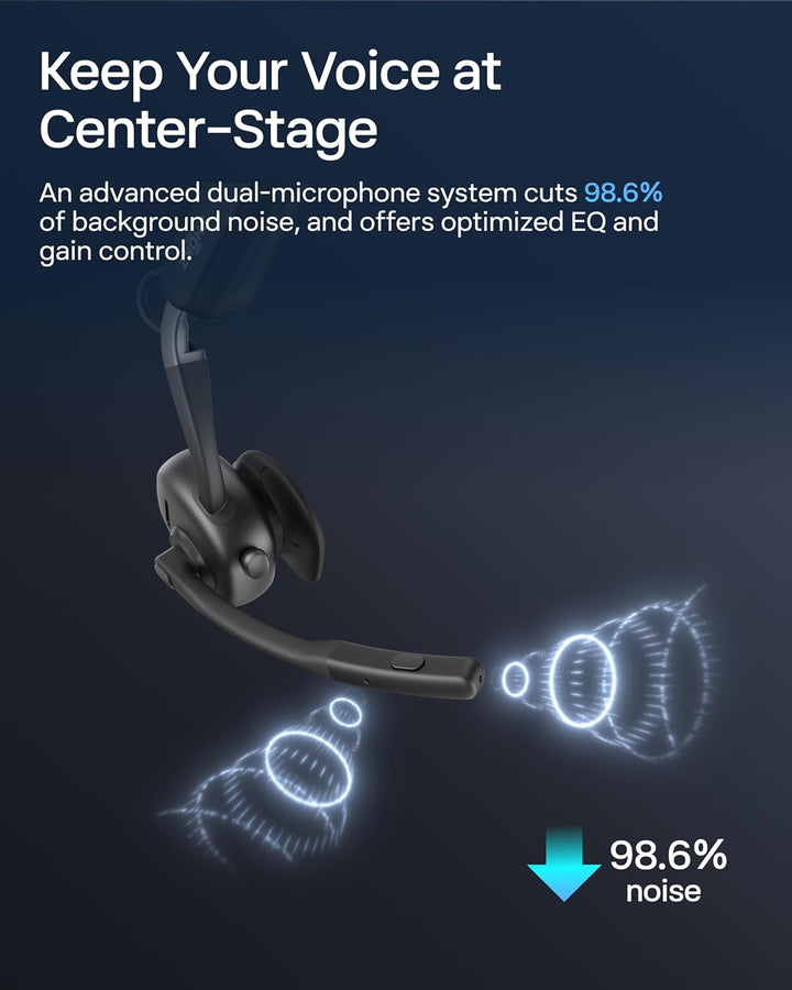 Shokz | Openmeet UC Open-Ear Bluetooth Computer Headset Noise Cancelling Mic + Mute Button - Black | C610-AC-BK-CA-326