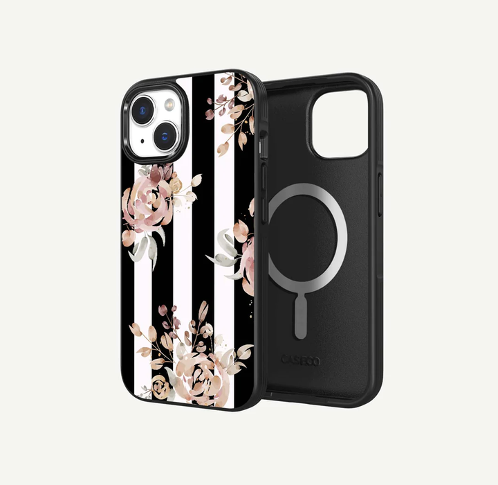 Caseco | Fremont Grip Frost Design Case  iPhone 15 - Black Flower | ED21B1-01AE