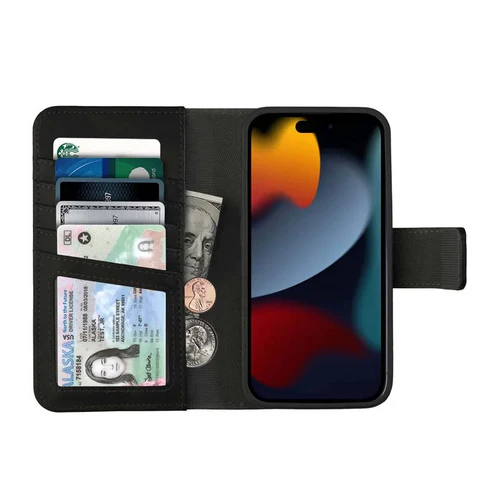 Caseco | 5th Ave MagSafe Wallet Case iPhone 14 Pro Max Vegan Leather - Black | C3199-01