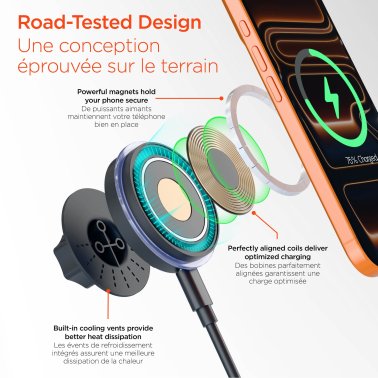HyperGear | MaxCharge Wireless Charging Vehicle Mount Kit Compatible w/MagSafe - Black | 16472