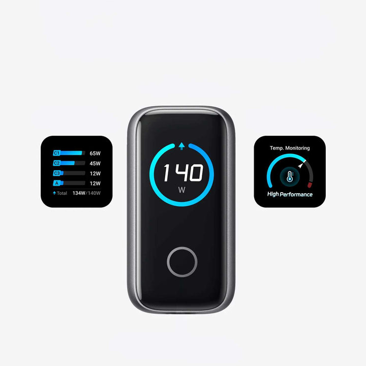 Anker | Fast Wall Charger with Touch Display 140W USB-C 4-port PD 3.1 - Dark Gray | B2697JZ15